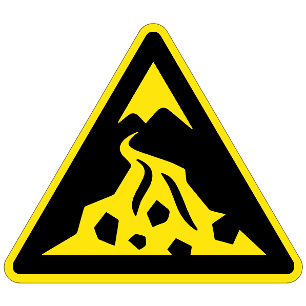 Danger zone de coulées de débris - W076 - ISO 7010 - étiquettes et panneaux de danger et de prévention